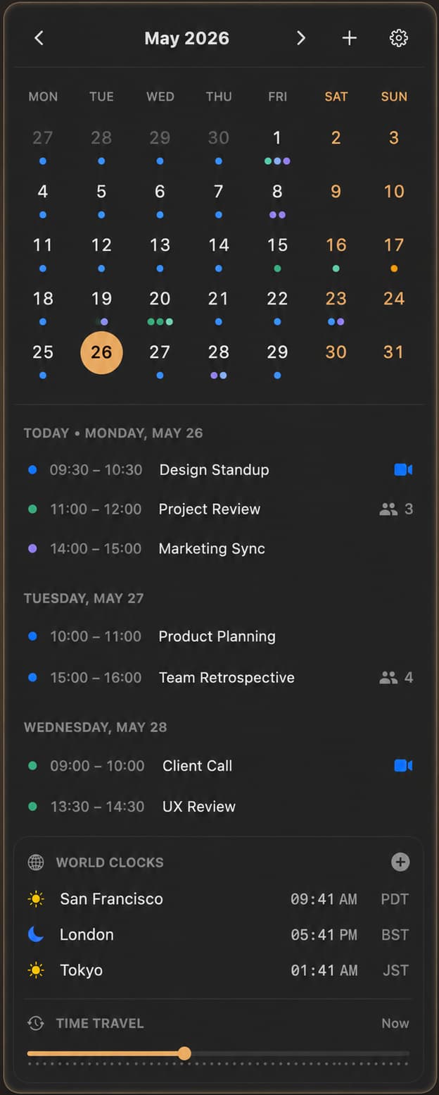 Aika menu bar calendar
